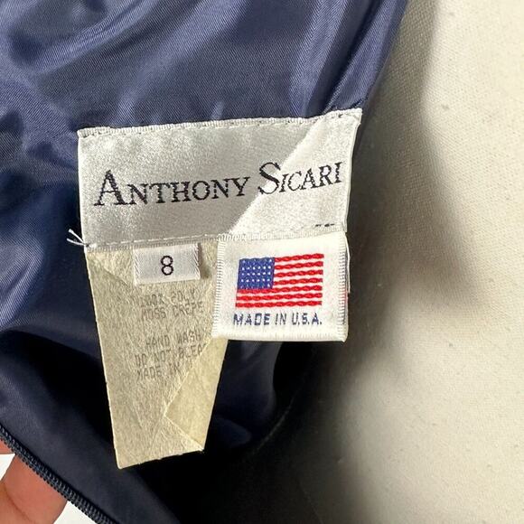 Anthony Sicari Navy Blue Sheath Dress Square Neck Midi Sleeveless New Size 8 - Picture 5 of 5